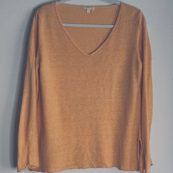 Eileen Fisher Linen Sweater Womens Medium Orange Knit Organic Slouchy Beachy - Picture 4 of 7